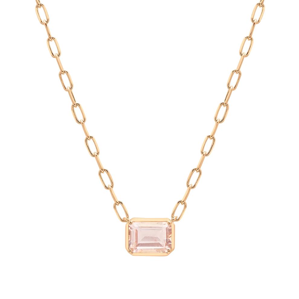 Morganite Emerald-Cut Necklace in Vermeil – Image 1 of 5