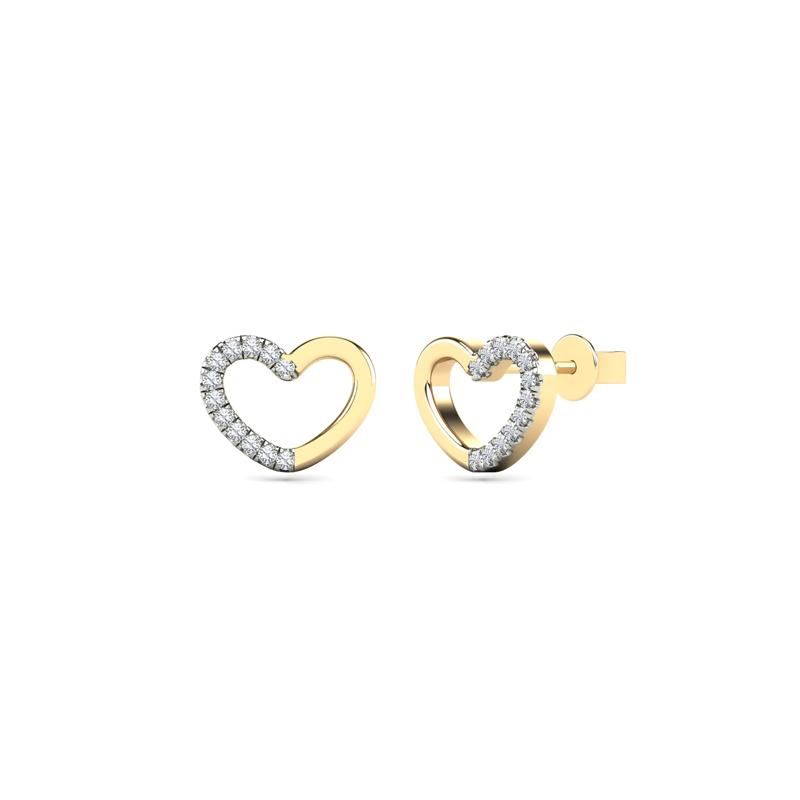 Diamond Accent Heart Earrings in 14K Yellow Gold – Image 1 of 1