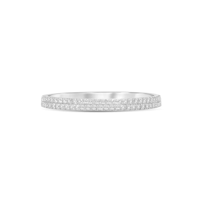 Diamond Double Row Stack Band in 10K White Gold &#40;1/8 ct. tw.&#41; – Image 1 of 3