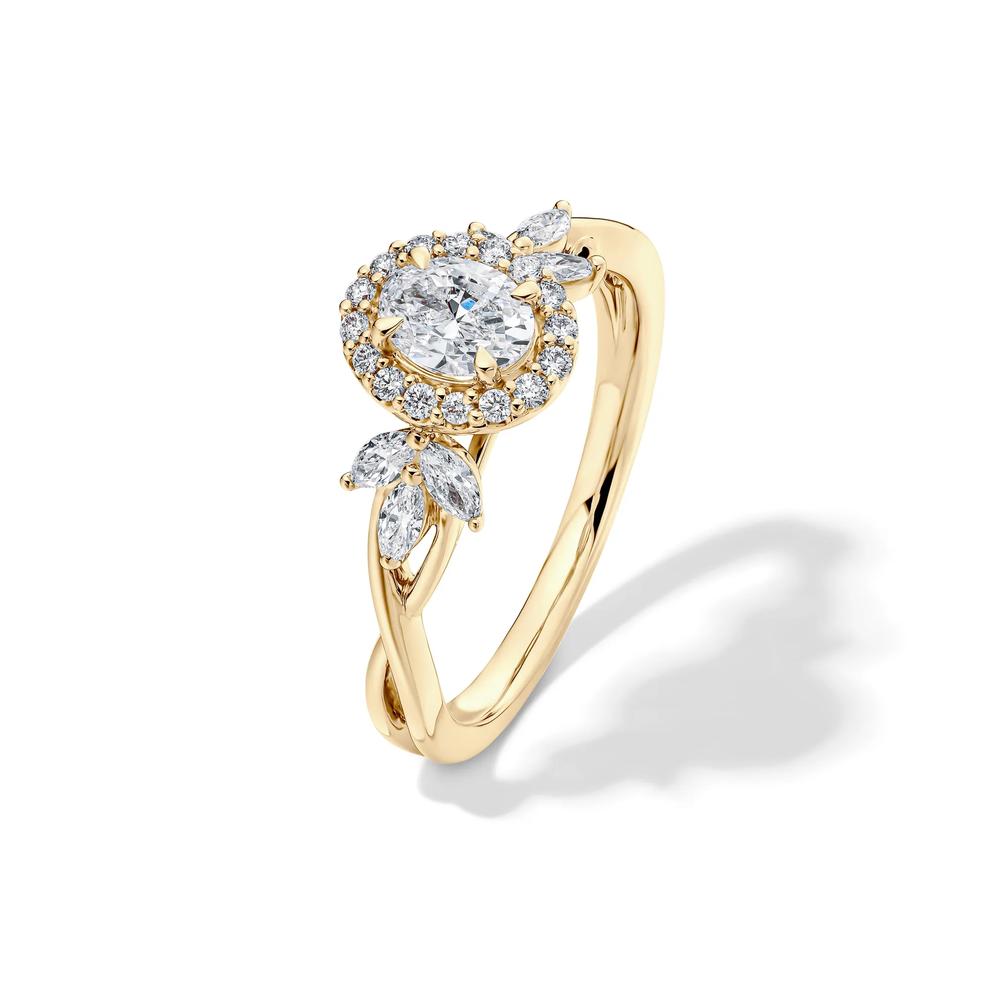 Diamond Oval Center Halo Engagement Ring in 14K Yellow Gold (7/8 ct. tw.) – Image 4 of 4
