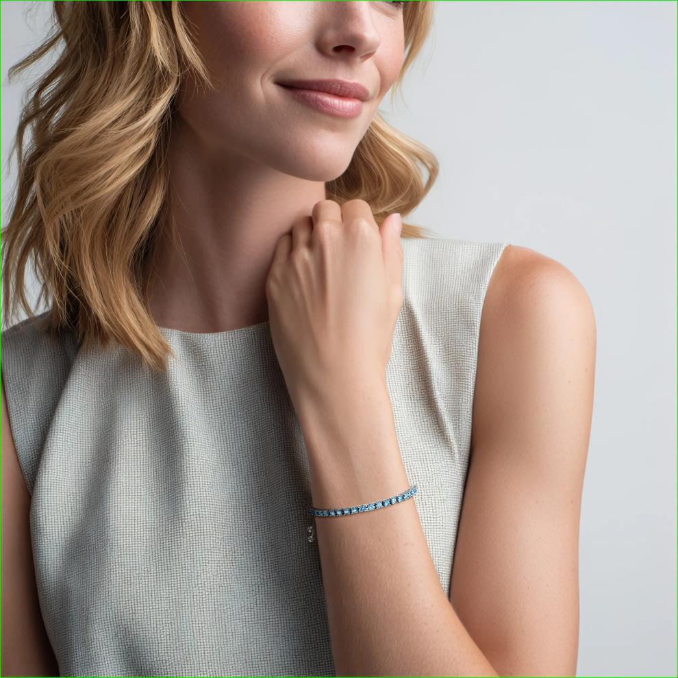Aquamarine Bolo Bracelet in Sterling Silver – Image 2 of 2
