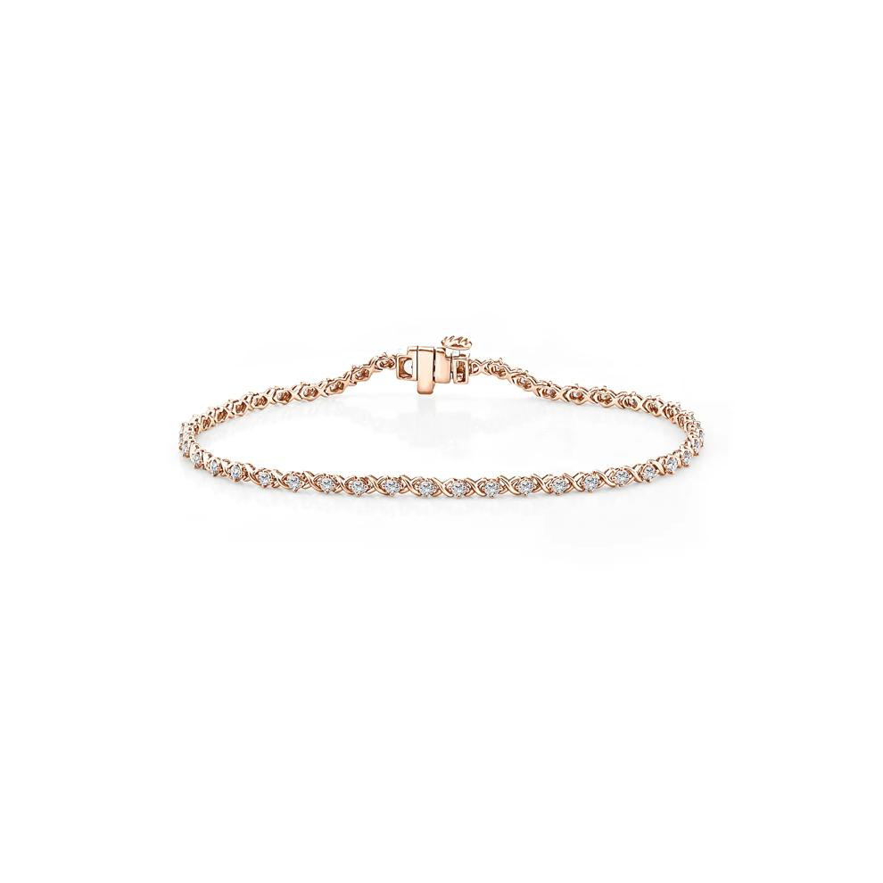 Lab Grown Diamond XO Chain Link Bracelet in 10K Rose Gold, 7" (1 ct. tw.) – Image 1 of 2
