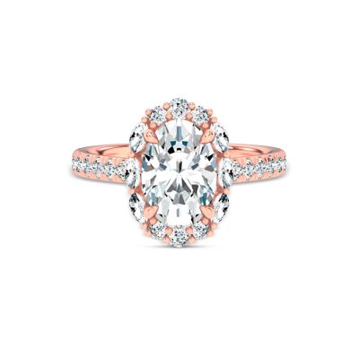 Lab Grown Diamond Oval Halo Engagement Ring in 14K Rose Gold (3 ct. tw.)