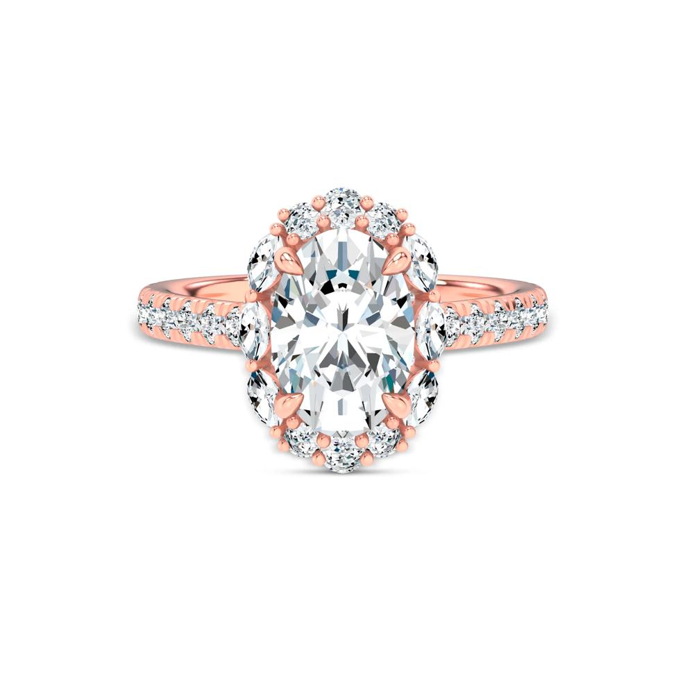 Lab Grown Diamond Oval Halo Engagement Ring in 14K Rose Gold (3 ct. tw.) – Image 1 of 4