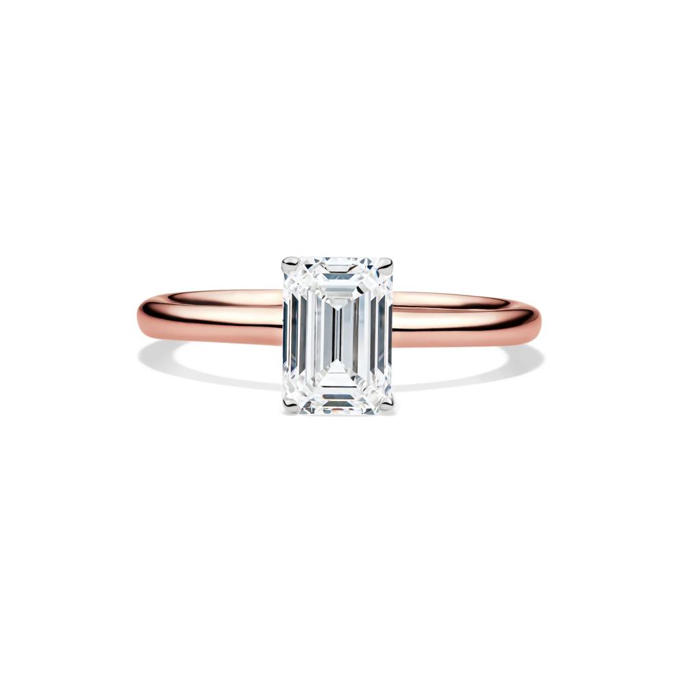 Lab Grown Diamond Emerald-Cut Solitaire Ring in 14K Rose Gold (1 ct.) – Image 1 of 1