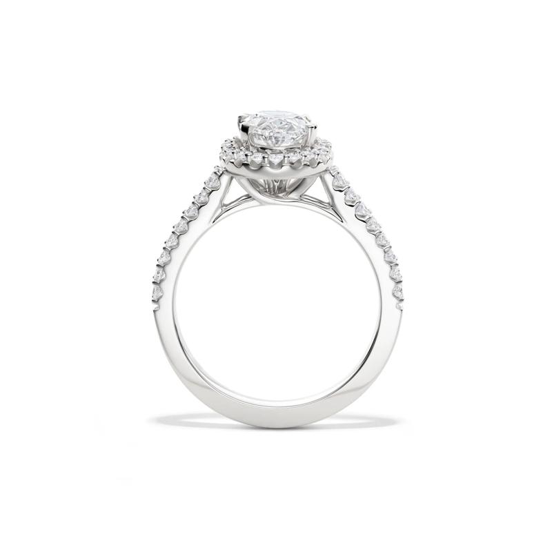 Lab Grown Diamond Oval Halo Engagement Ring in 14K White Gold &#40;2 ct. tw.&#41; – Image 2 of 5