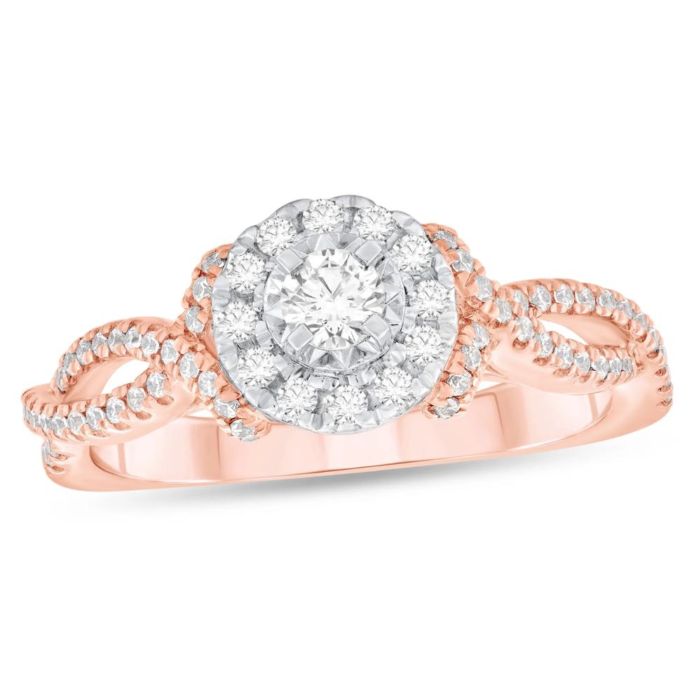 Round Diamond Halo Engagement Ring in 10K Rose Gold (1/2 ct. tw.) – Image 3 of 3