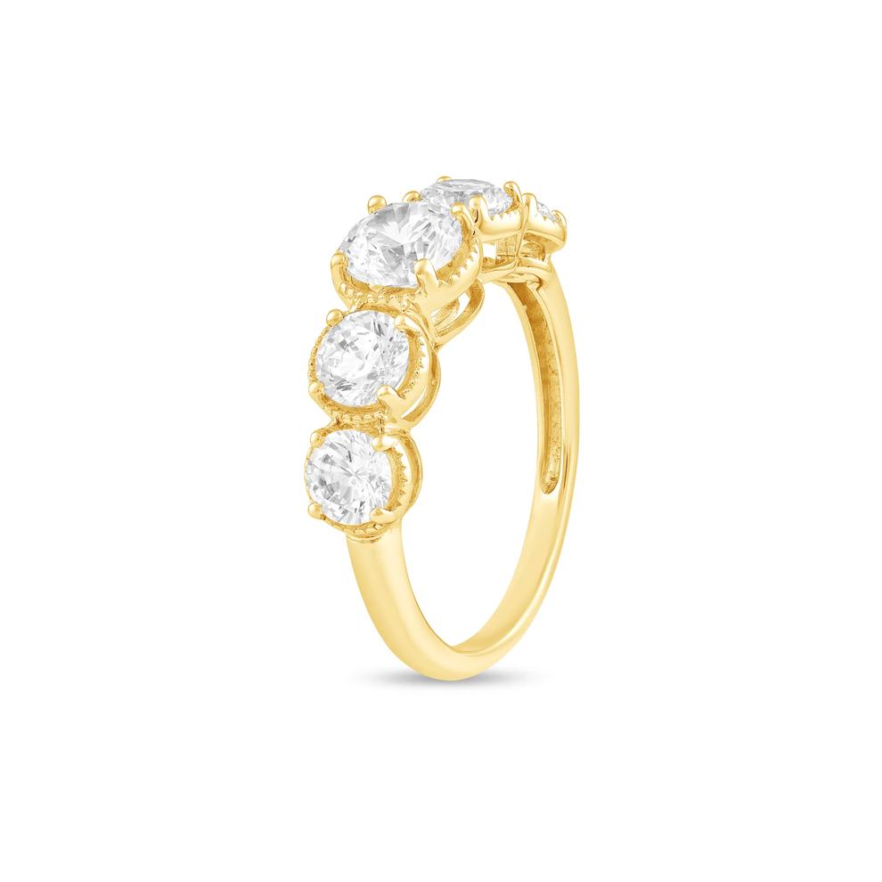 Lab Grown Diamond Round Five-Stone Band in 10K Yellow Gold (2 ct. tw.) – Image 4 of 4