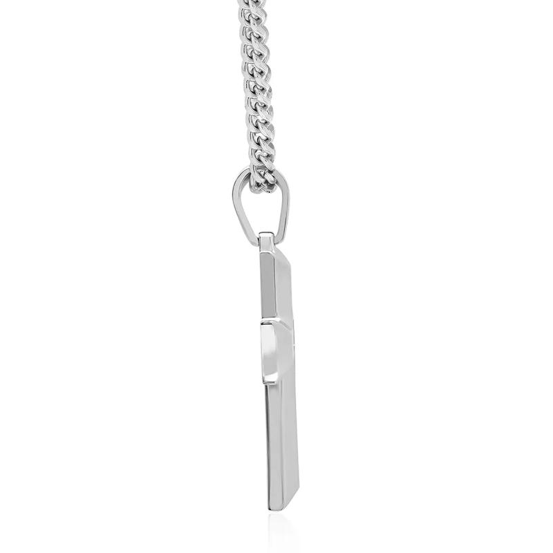 Men&#39;s Diamond Accent Cross Pendant in Stainless Steel – Image 2 of 3