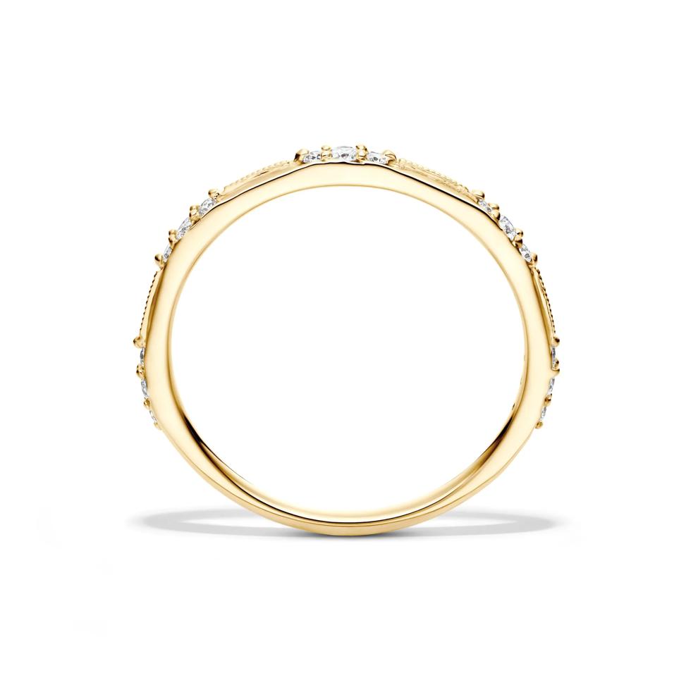 Lab Grown Diamond Milgrain Stack Band in 10K Yellow Gold (1/7 ct. tw.) – Image 2 of 4