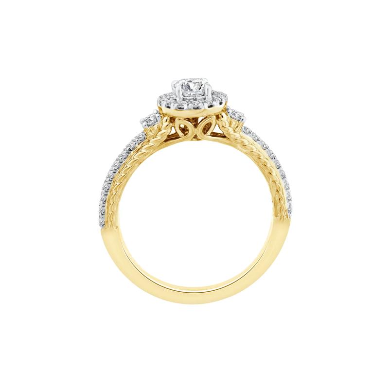 Diamond Halo Engagement Ring in 14K Yellow Gold &#40;5/8 ct. tw.&#41; – Image 2 of 3
