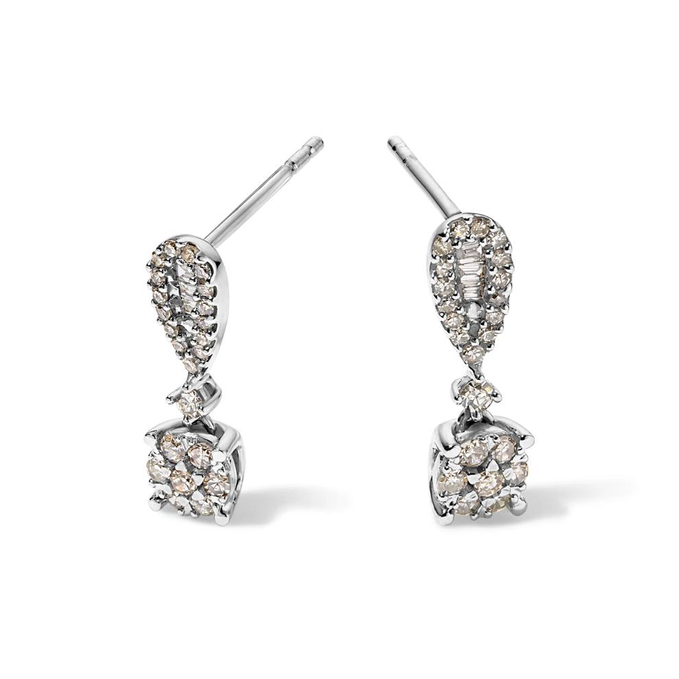 Diamond Round Drop Earrings in 10K White Gold (1/3 ct. tw.) – Image 1 of 2