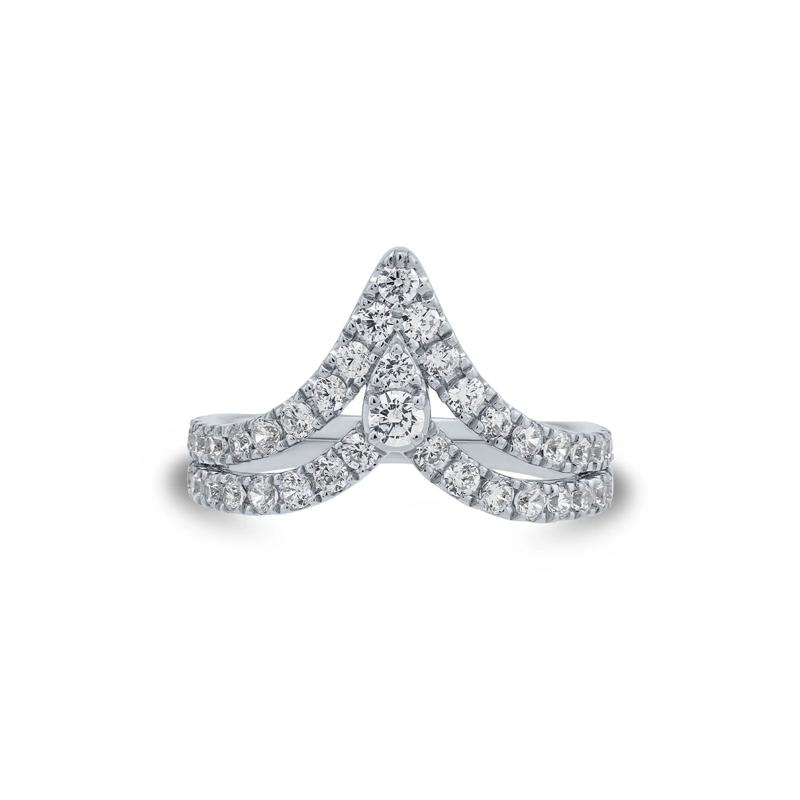 Lab Grown Diamond Chevron Ring in 14K White Gold &#40;1 ct. tw.&#41; – Image 1 of 3