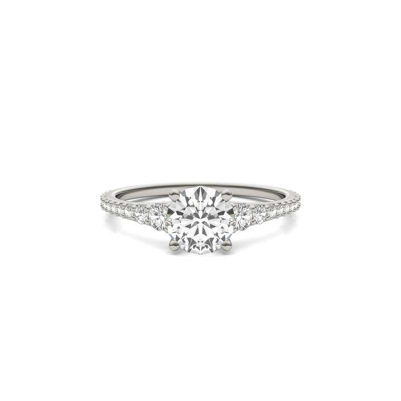 Lab-Created Moissanite Engagement Ring in 14K White Gold &#40;1 3/8 ct. dew&#41; – Image 1 of 5
