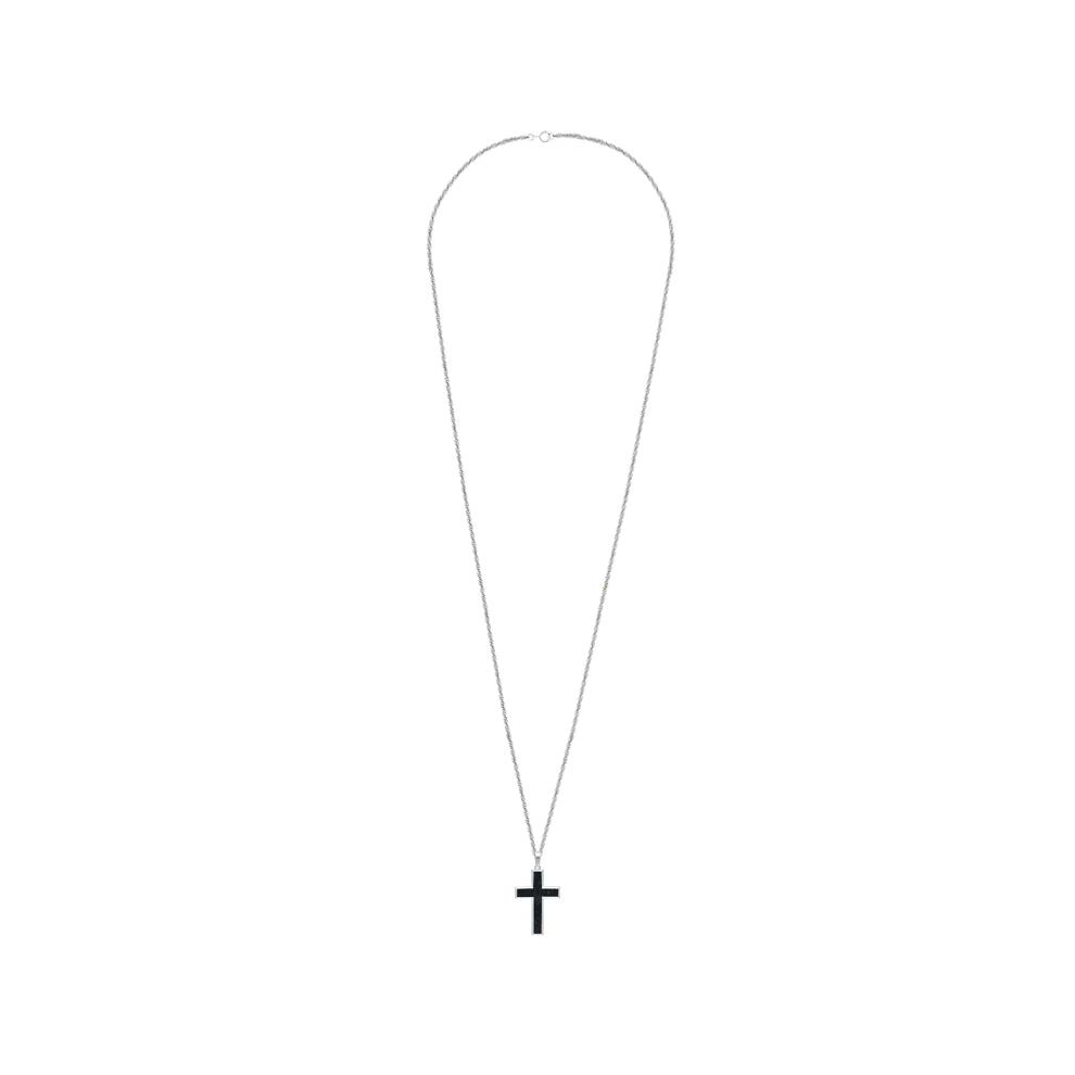 Men's Crushed Black Diamond Cross Pendant Necklace in Sterling Silver – Image 3 of 4