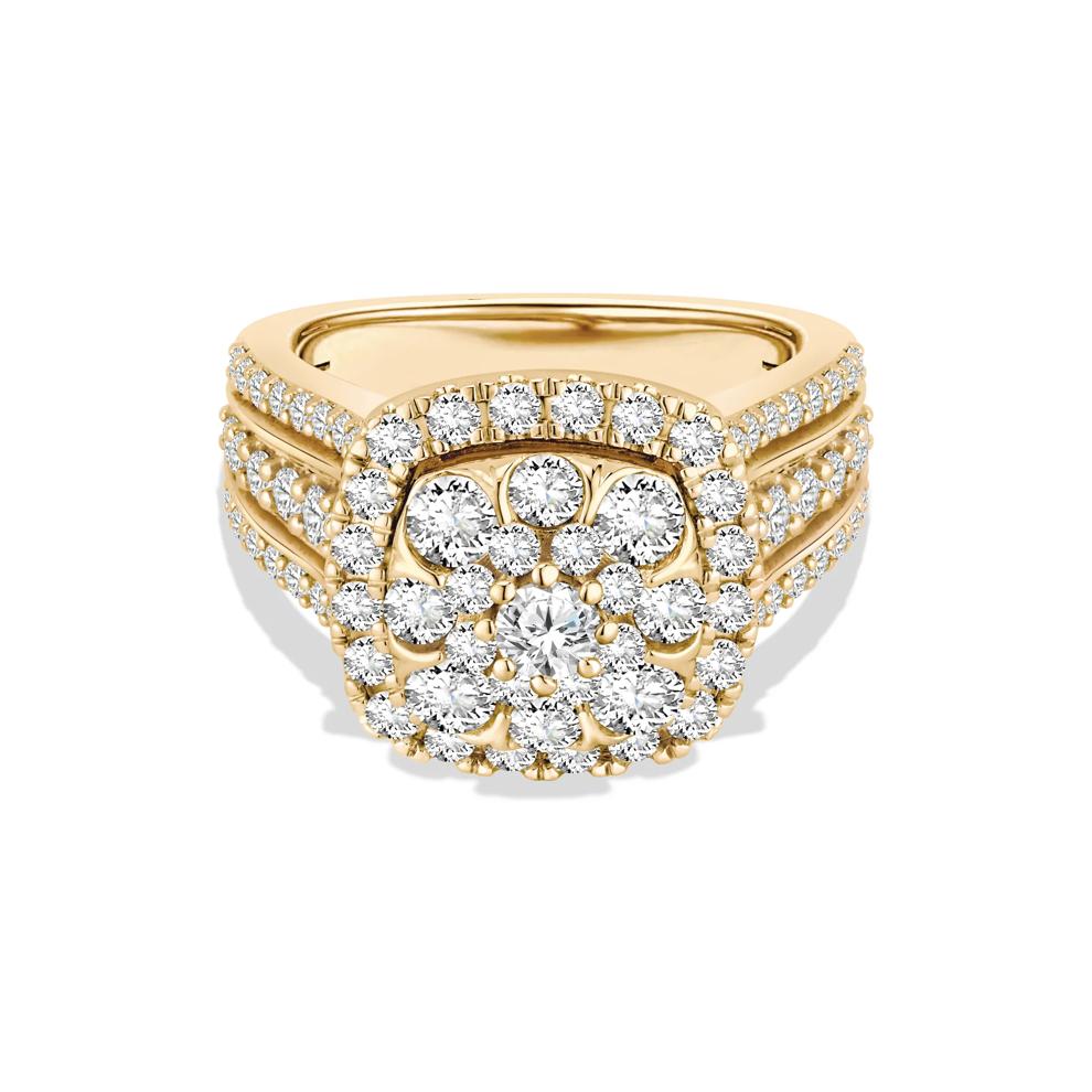 Diamond Multi-Row Composite Engagement Ring in 10K Yellow Gold (2 ct. tw.) – Image 1 of 4