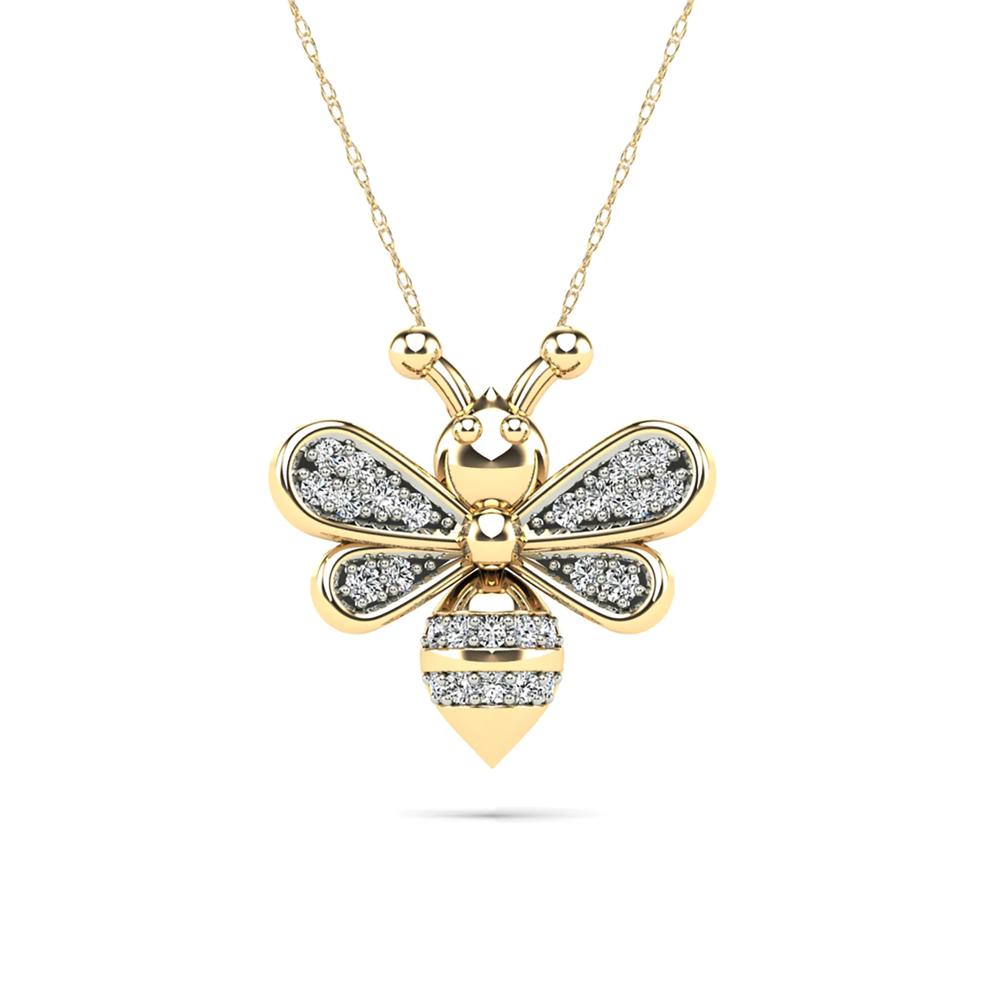 Diamond Accent Bumblebee Pendant in 10K Yellow Gold – Image 1 of 4