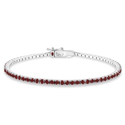 Garnet Stack Bracelet in Sterling Silver, 7"