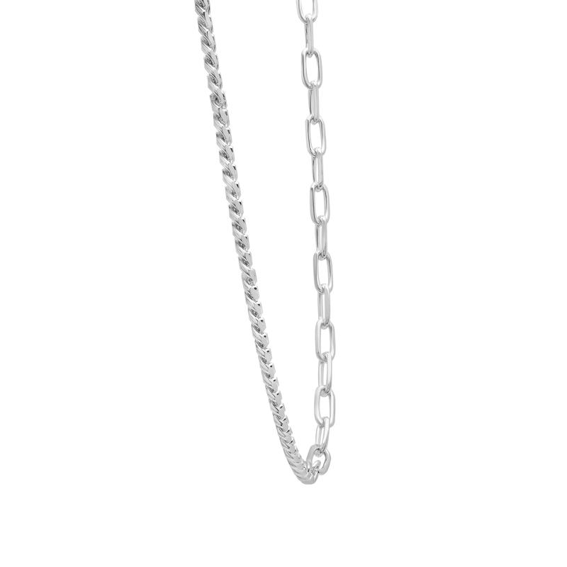 Curb and Paperclip Chain Necklace in Sterling Silver, 18&quot; – Image 3 of 10