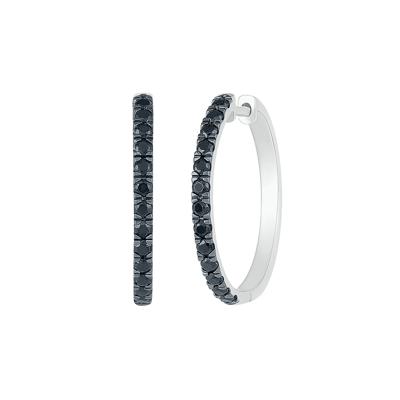 Black Diamond Hoop Earrings in Sterling Silver (1/2 ct. tw.)