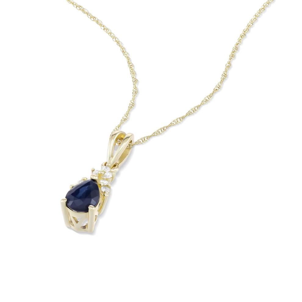 Pear-Shaped Blue Sapphire &amp; Diamond Accent Pendant Necklace in 10K Yellow Gold – Image 2 of 4