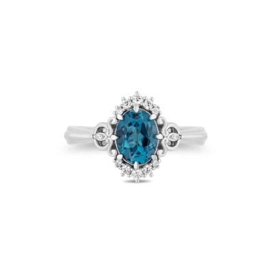 Cinderella Diamond and London Blue Topaz Ring in Sterling Silver (1/8 ct. tw.)