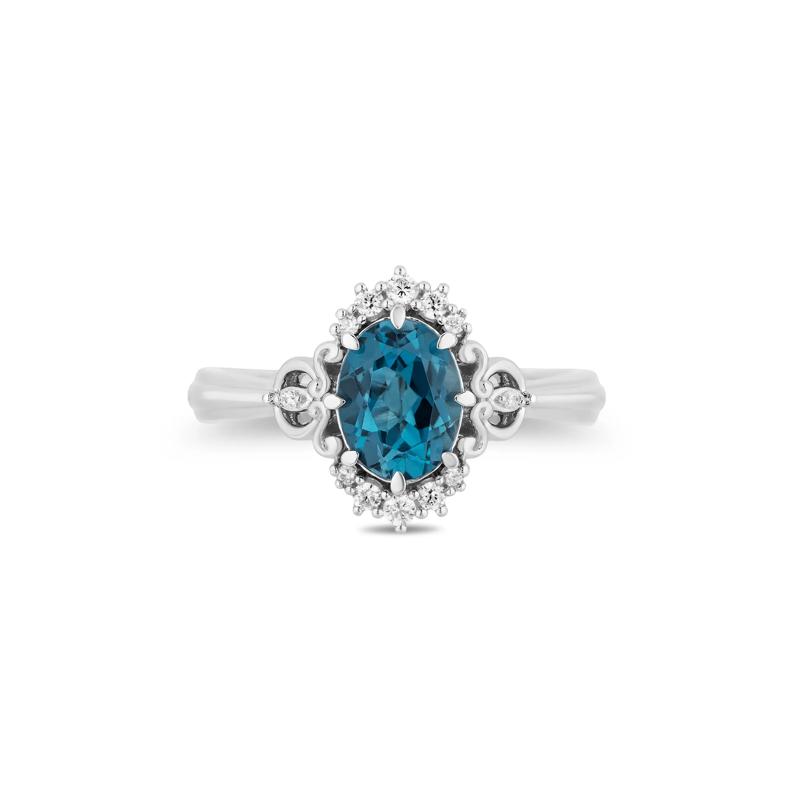 Cinderella Diamond and London Blue Topaz Ring in Sterling Silver &#40;1/8 ct. tw.&#41; – Image 1 of 4