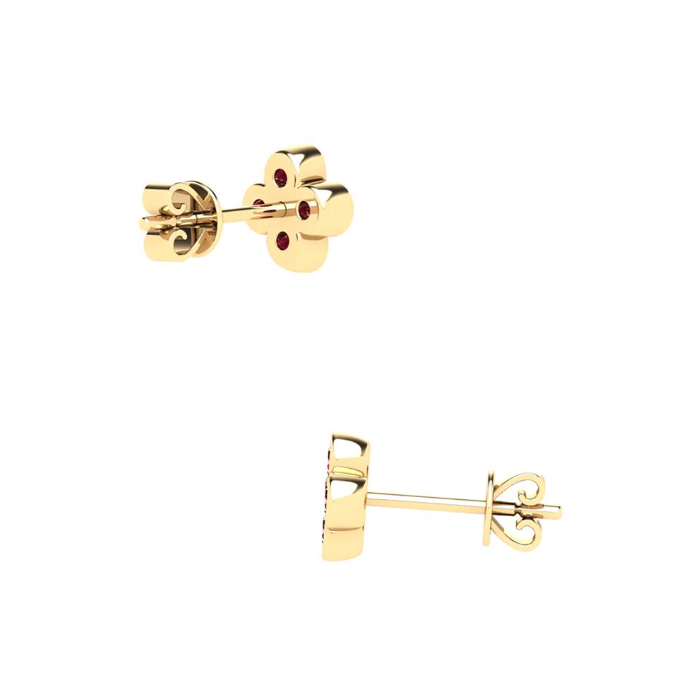 Ruby Clover Stud Earrings in 14K Yellow Gold – Image 2 of 2