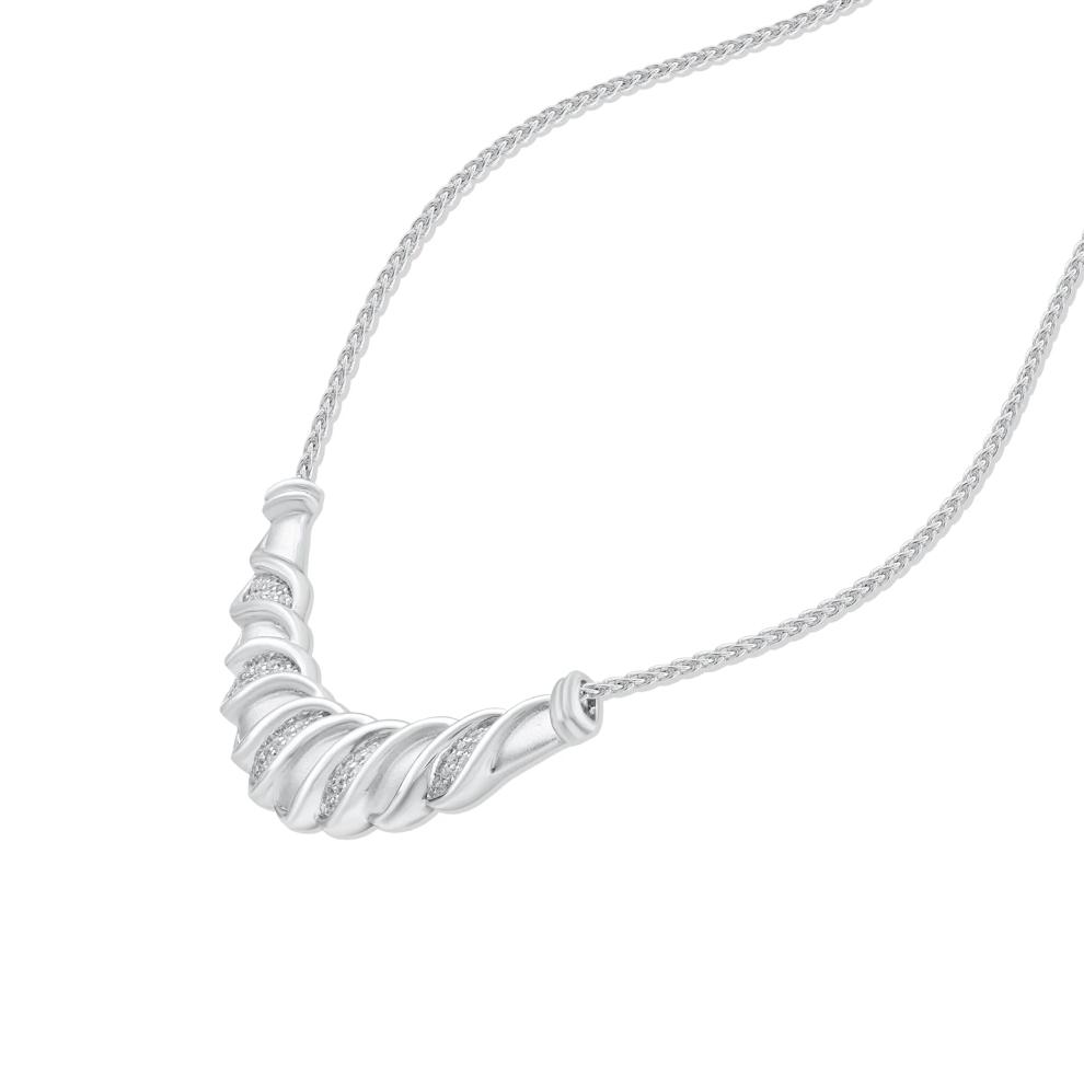 Diamond Twisted Frontal Necklace in Sterling Silver (1/4 ct. tw.) – Image 4 of 4