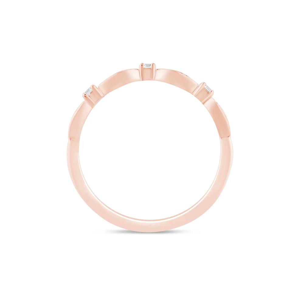 Stacking Ring with Scalloped Band in 10K Rose Gold (1/8 ct. tw.) – Image 2 of 3