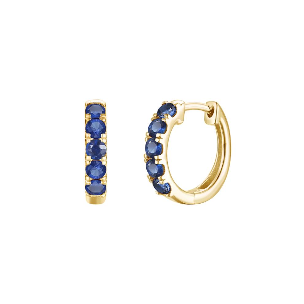 Blue Sapphire Hoop Earrings in 10K Yellow Gold – Image 1 of 1