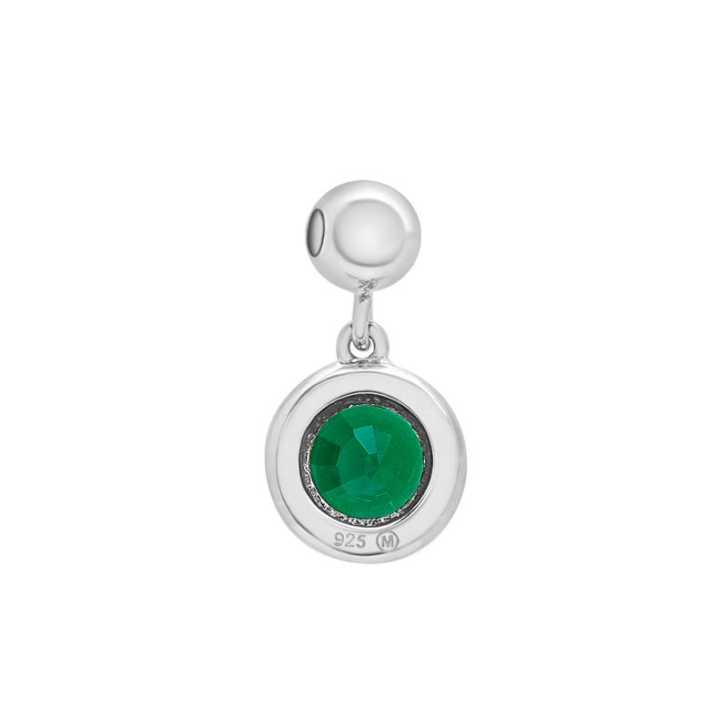 Lab-Created Emerald Birthstone Bead Charm in Sterling Silver – Image 3 of 3