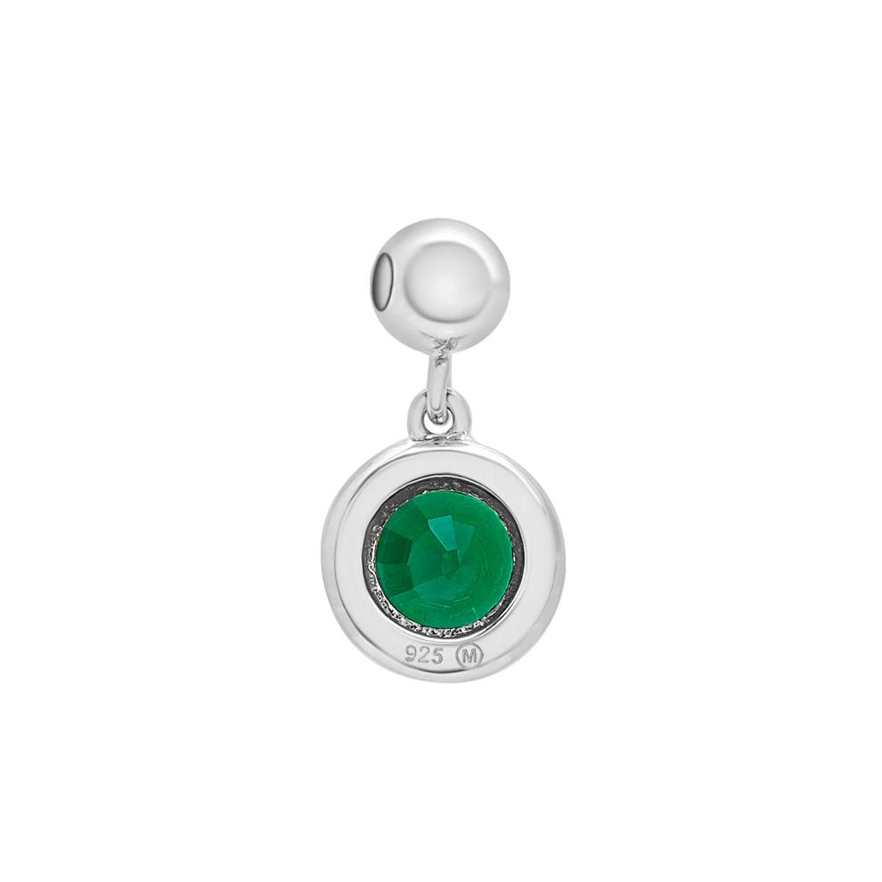 Lab-Created Emerald Birthstone Bead Charm in Sterling Silver – Image 3 of 3