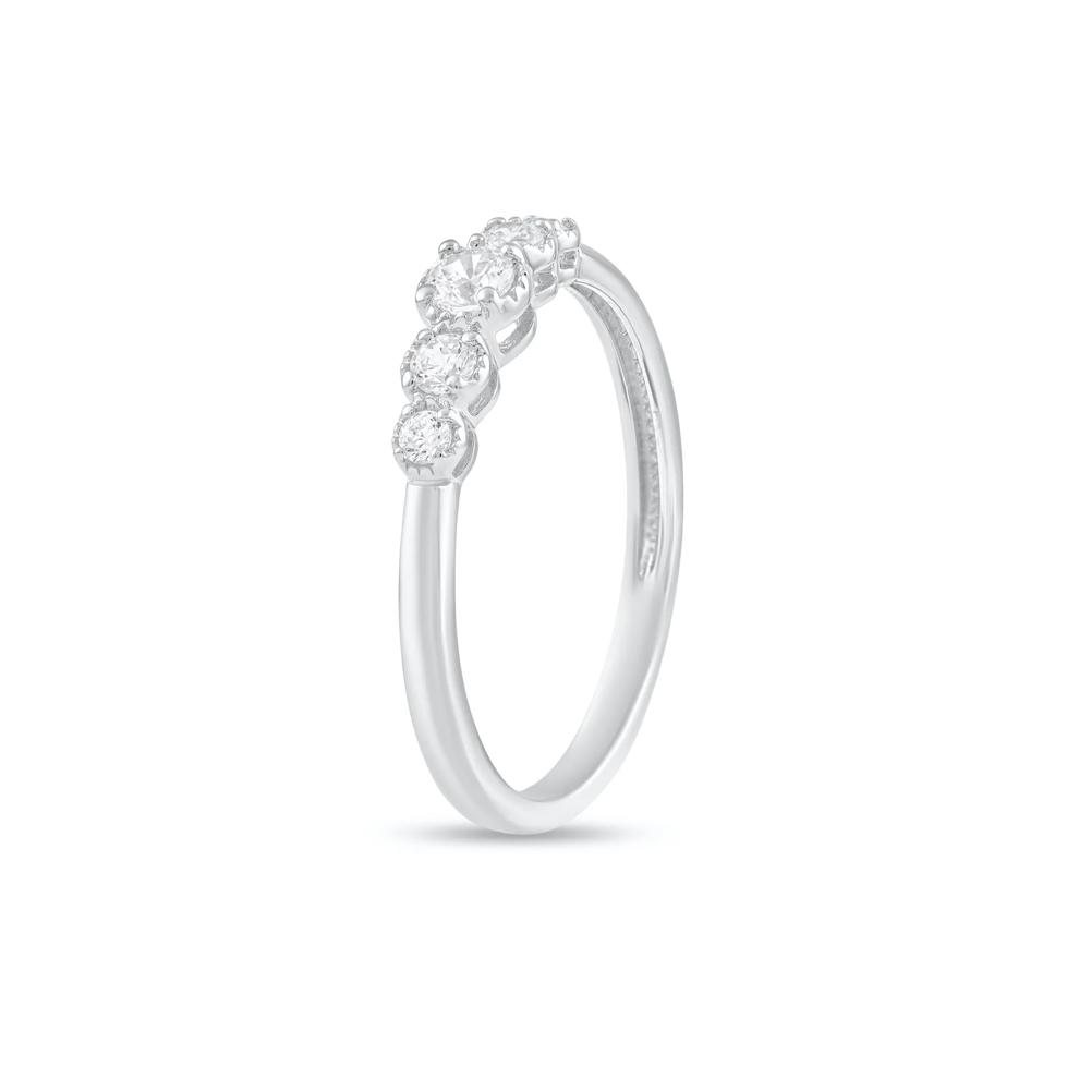 Diamond Five-Stone Stack Band in 10K White Gold (1/4 ct. tw.) – Image 4 of 4