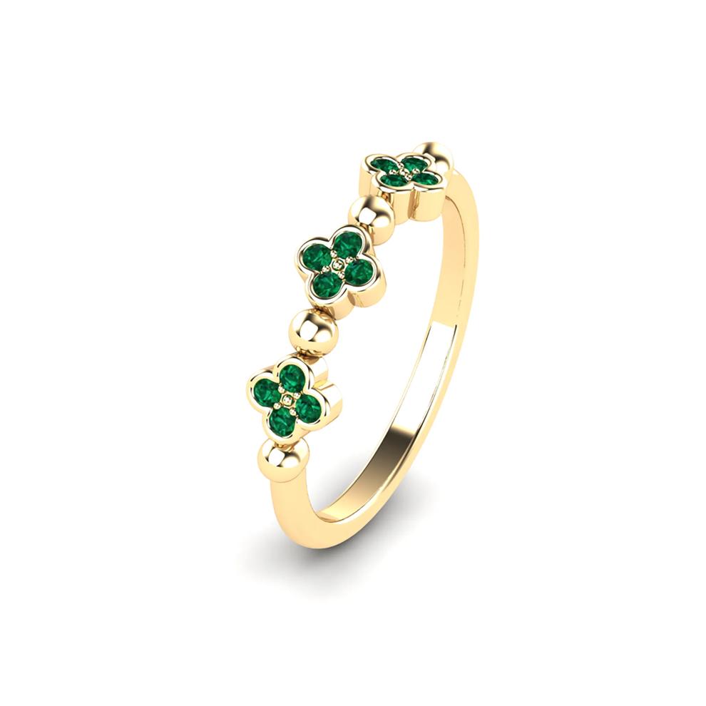 Emerald Clover Stack Band in 10K Yellow Gold – Image 4 of 4