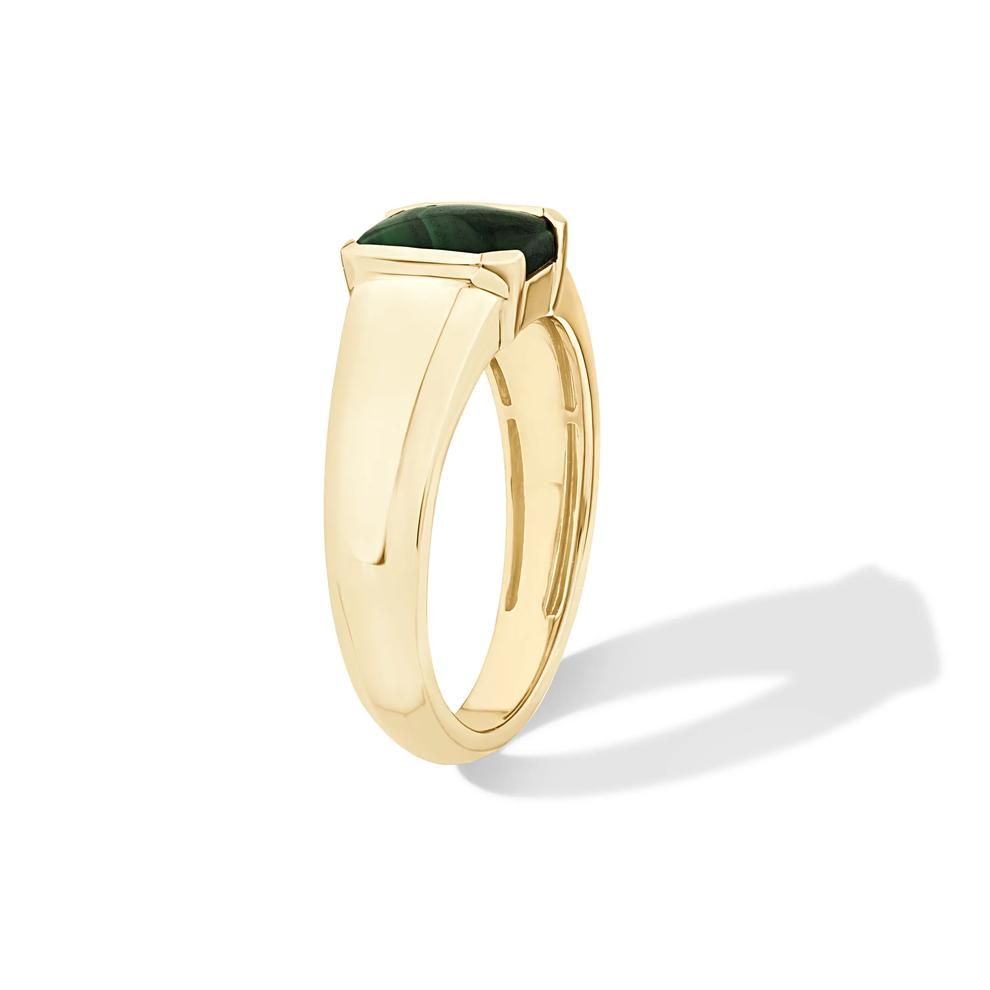 Men's Green Malachite Square Ring in 10K Yellow Gold – Image 3 of 4