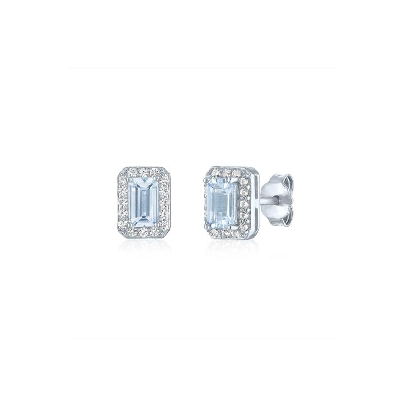 Aquamarine and Lab-Created White Sapphire Ring, Earring and Pendant Box Set in Sterling Silver – Image 4 of 5
