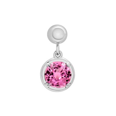 Lab-Created Pink Sapphire Birthstone Bead Charm in Sterling Silver
