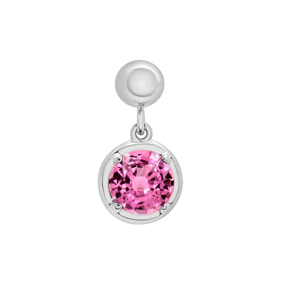  Lab-Created Pink Sapphire Birthstone Bead Charm in Sterling Silver – Image 1 of 3