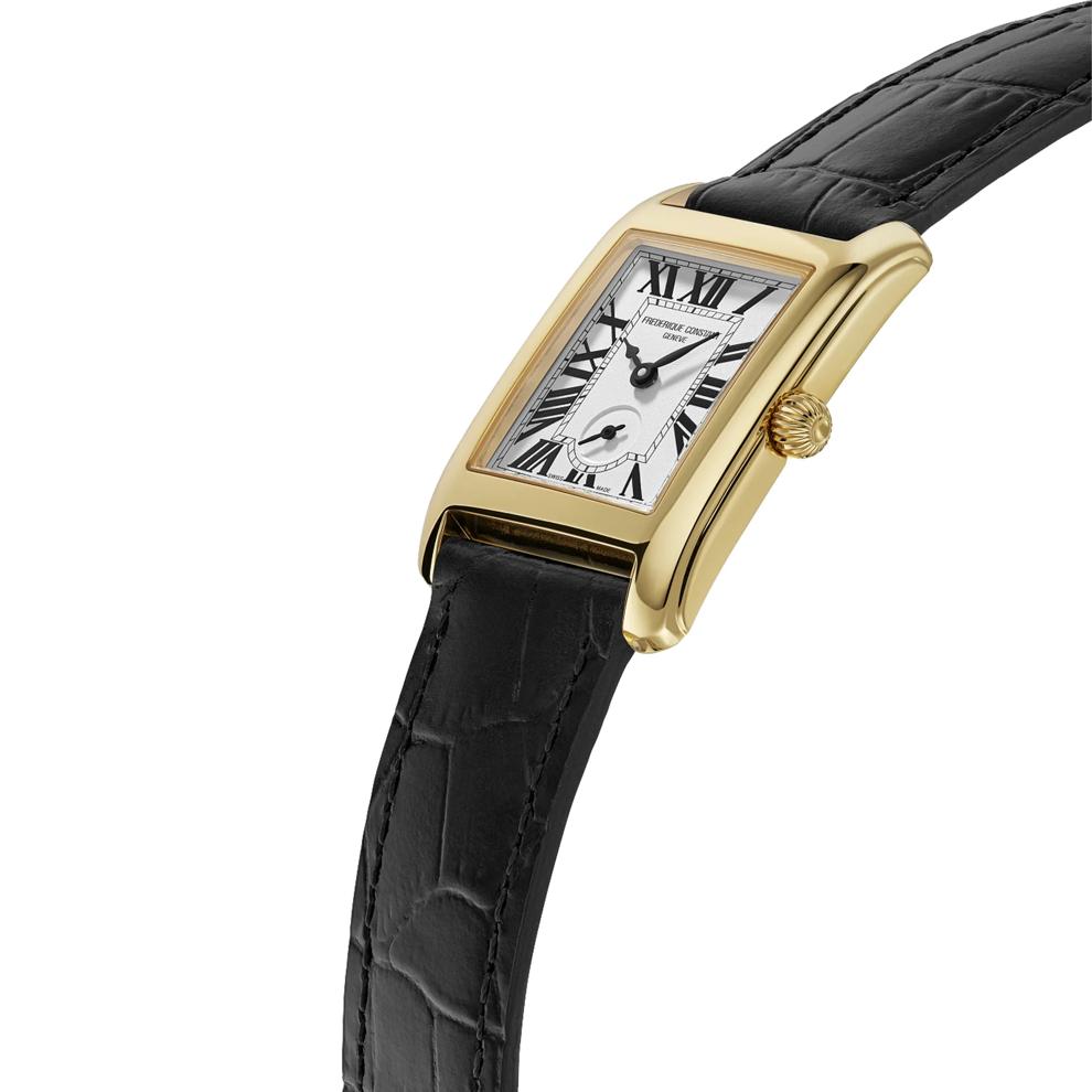 Ladies' Classics Carr&eacute;e Watch With a White Dial and Black Leather Strap – Image 2 of 3