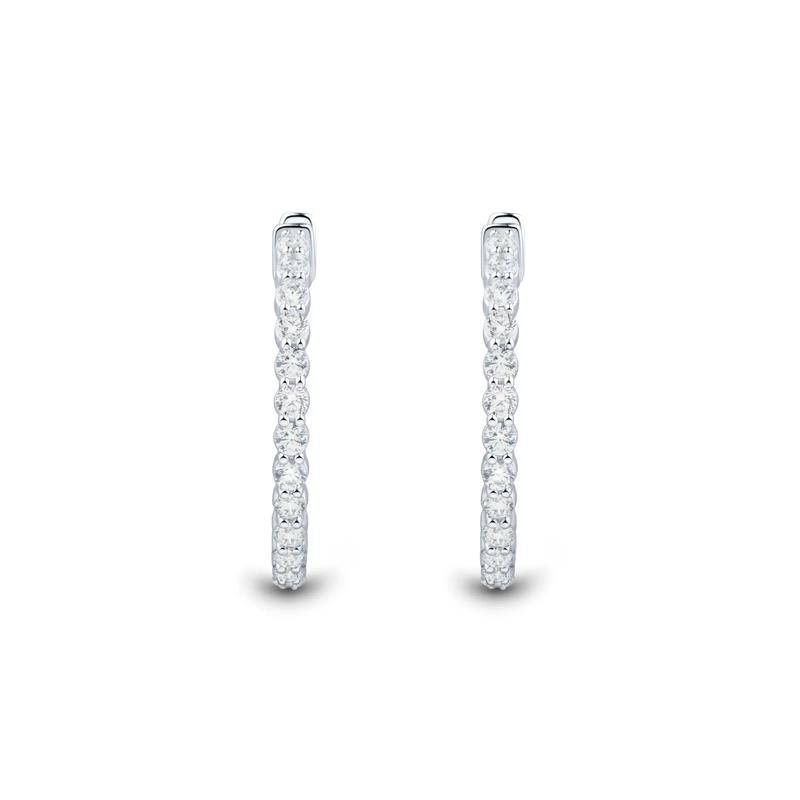 Lab Grown Diamond Inside-Out Hoop Earrings in 10K White Gold &#40;2 ct. tw.&#41; – Image 2 of 2