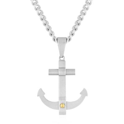 Men's Anchor Pendant on Curb Chain in Stainless Steel