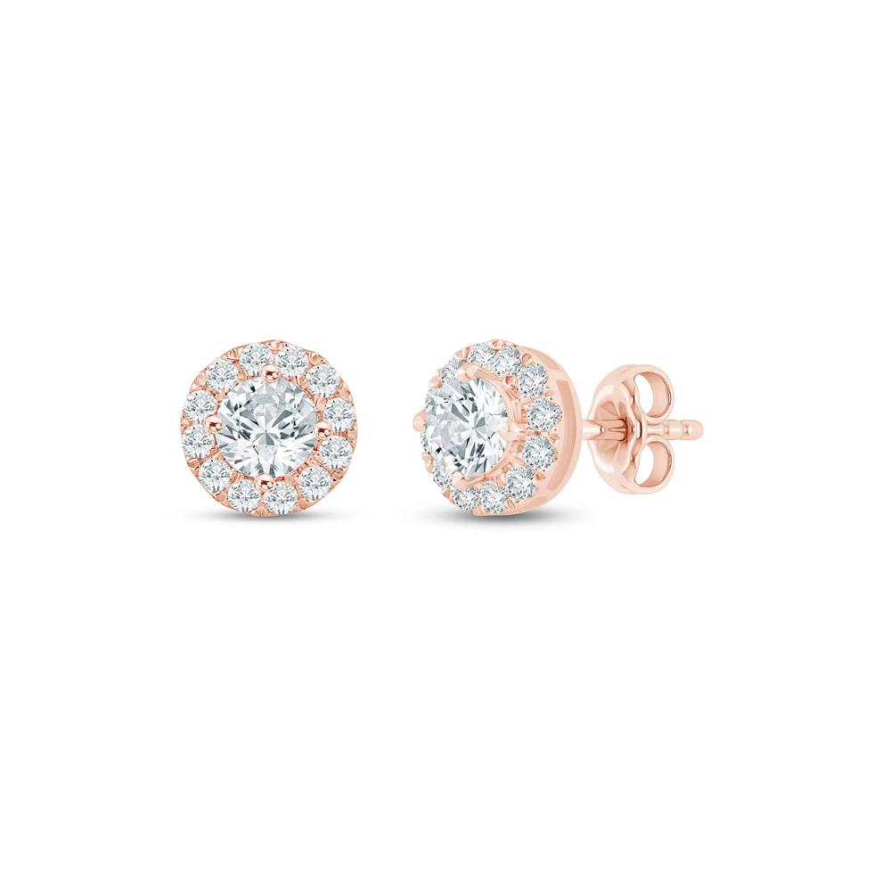 Lab Grown Diamond Halo Stud Earrings in 14K Rose Gold (1 ct. tw.)  – Image 1 of 1