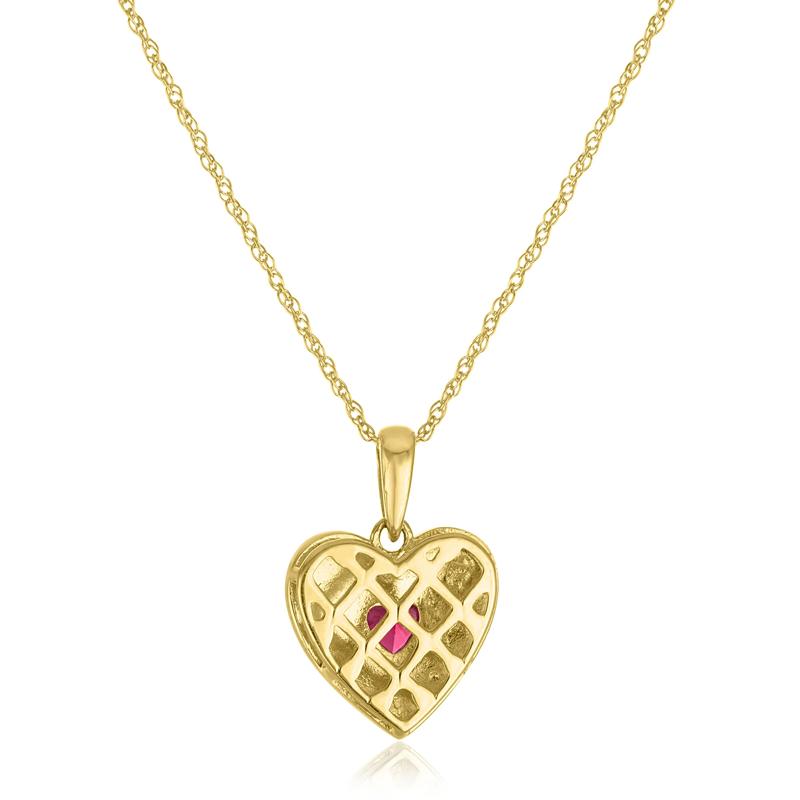Heart-Shaped Ruby Pendant in 10K Yellow Gold – Image 2 of 3