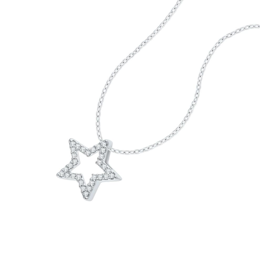 Diamond Star Pendant Necklace in Sterling Silver (1/10 ct. tw.) – Image 3 of 4