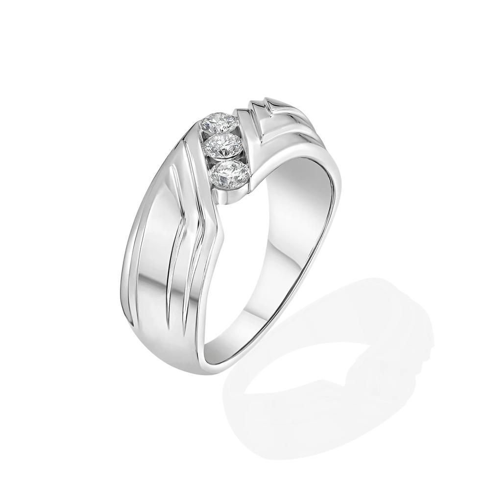 Men's Diamond Three-Stone Band in 10K White Gold (1/2 ct. tw.) – Image 4 of 4