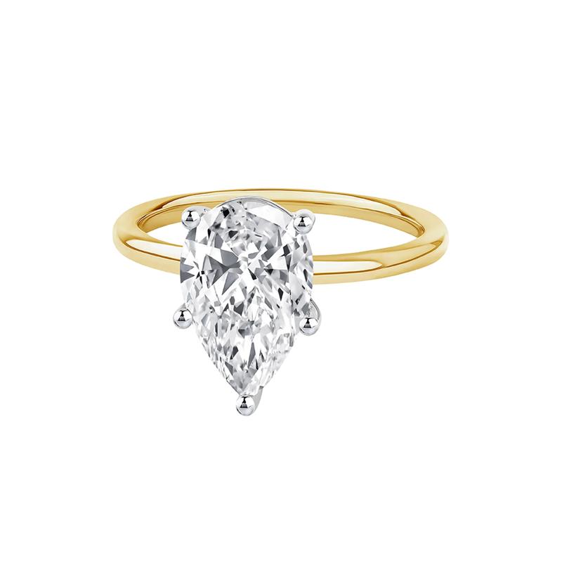 Lab Grown Diamond Pear-Shaped Solitaire Engagement Ring in 14k Yellow Gold &#40;3 ct.&#41; – Image 4 of 4