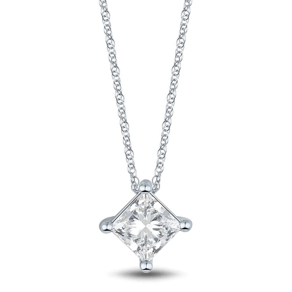 Lab Grown Diamond Pendant Solitaire in 14K White Gold (1 ct.) – Image 1 of 3