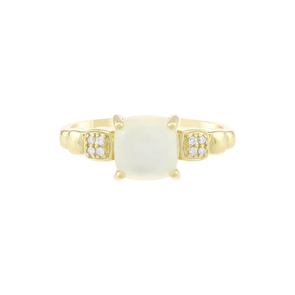 Moonstone and Diamond Accent Ring in 10K Yellow Gold – Image 1 of 3