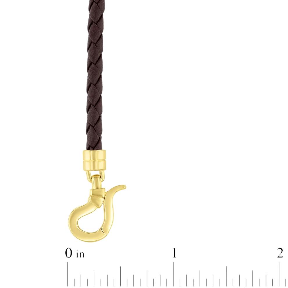 Men's Woven Leather Screw Bracelet in Sterling Silver and Vermeil, 8.5" – Image 3 of 3